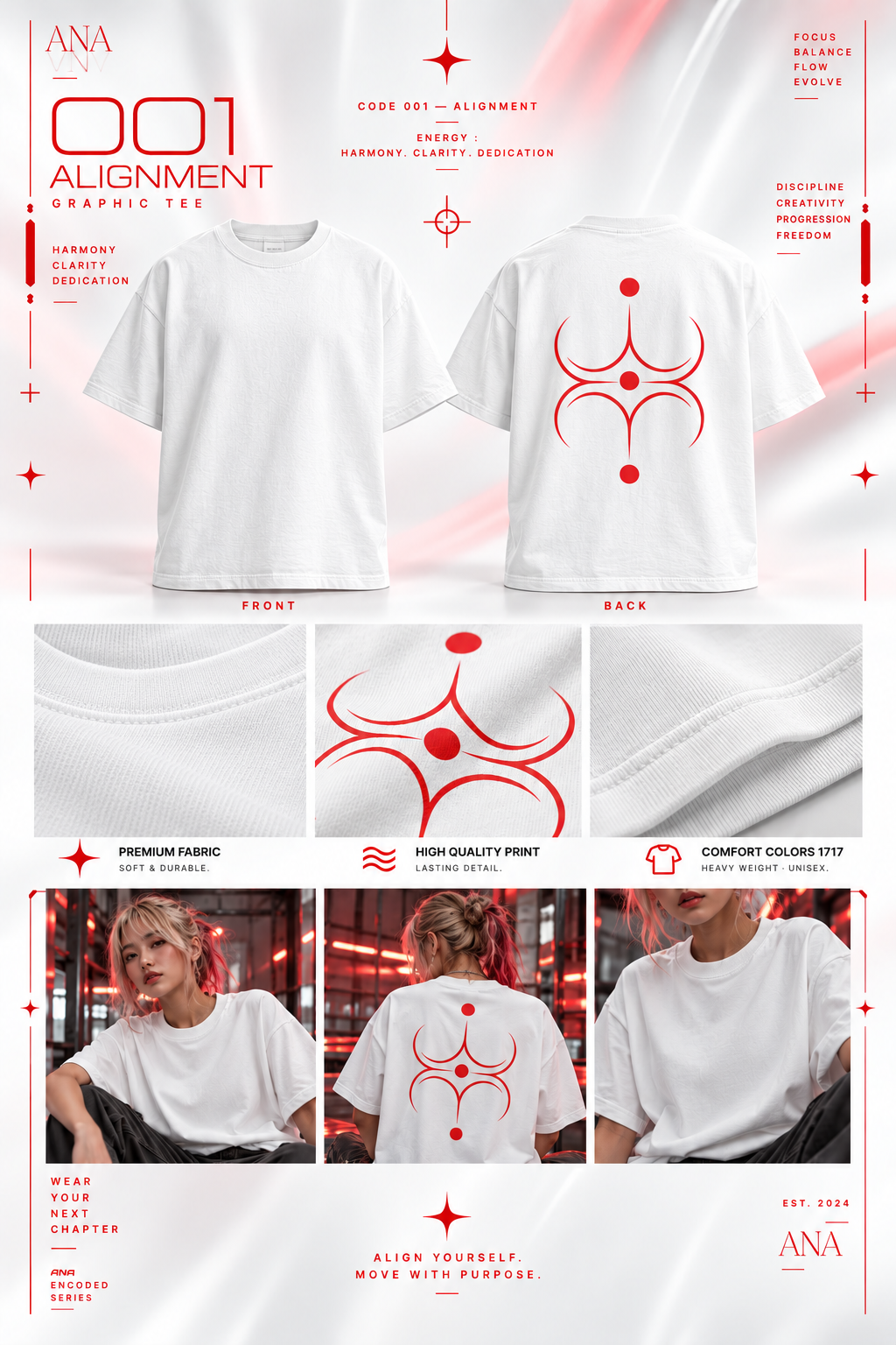 CODE 001 — ALIGNMENT | Cyberpunk Techwear T-Shirt