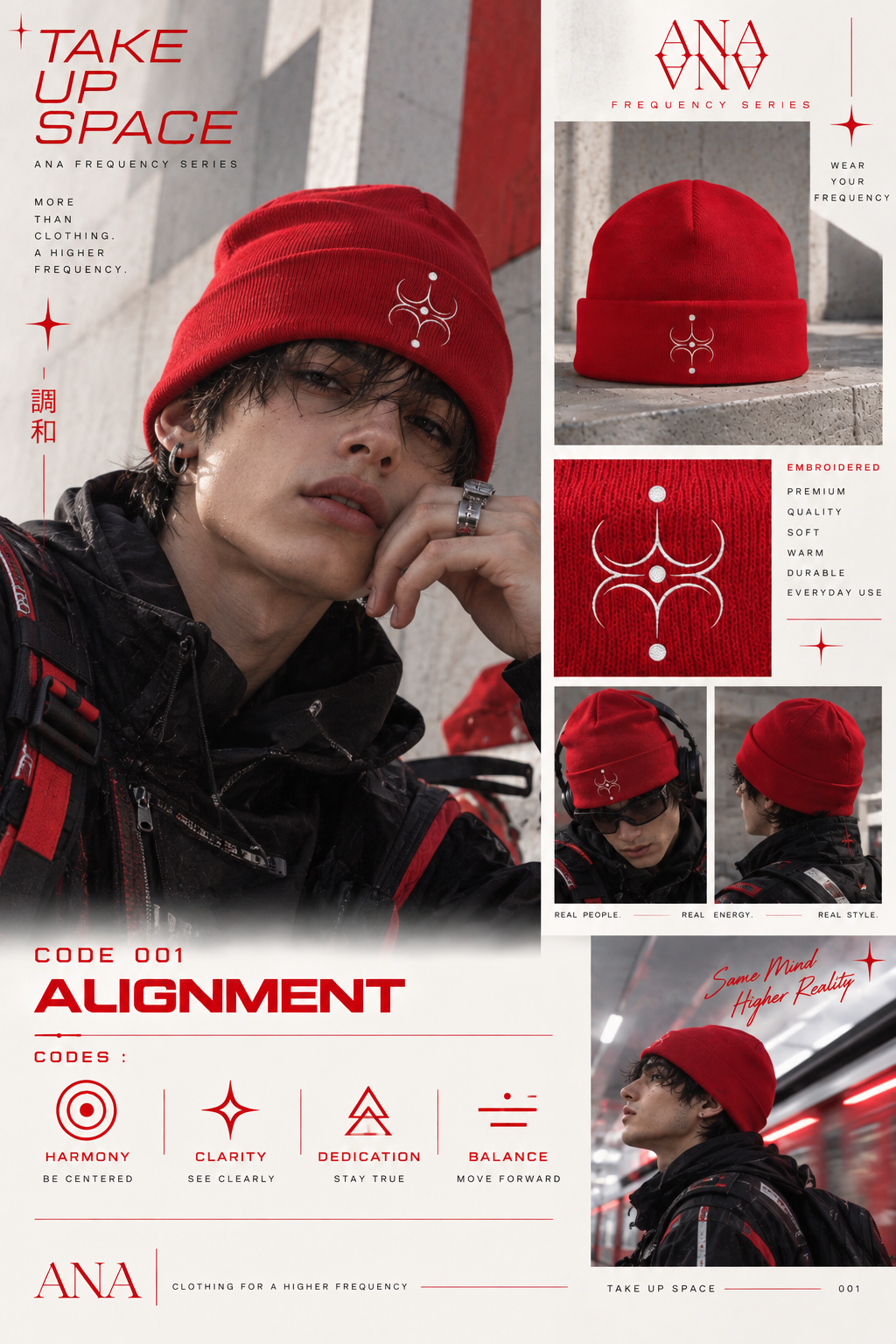 Red Gamer Beanie | Cyber Beanie | Cyberwear Hat | Techwear Winter Outfit | Gamer Streetwear | CODE 001