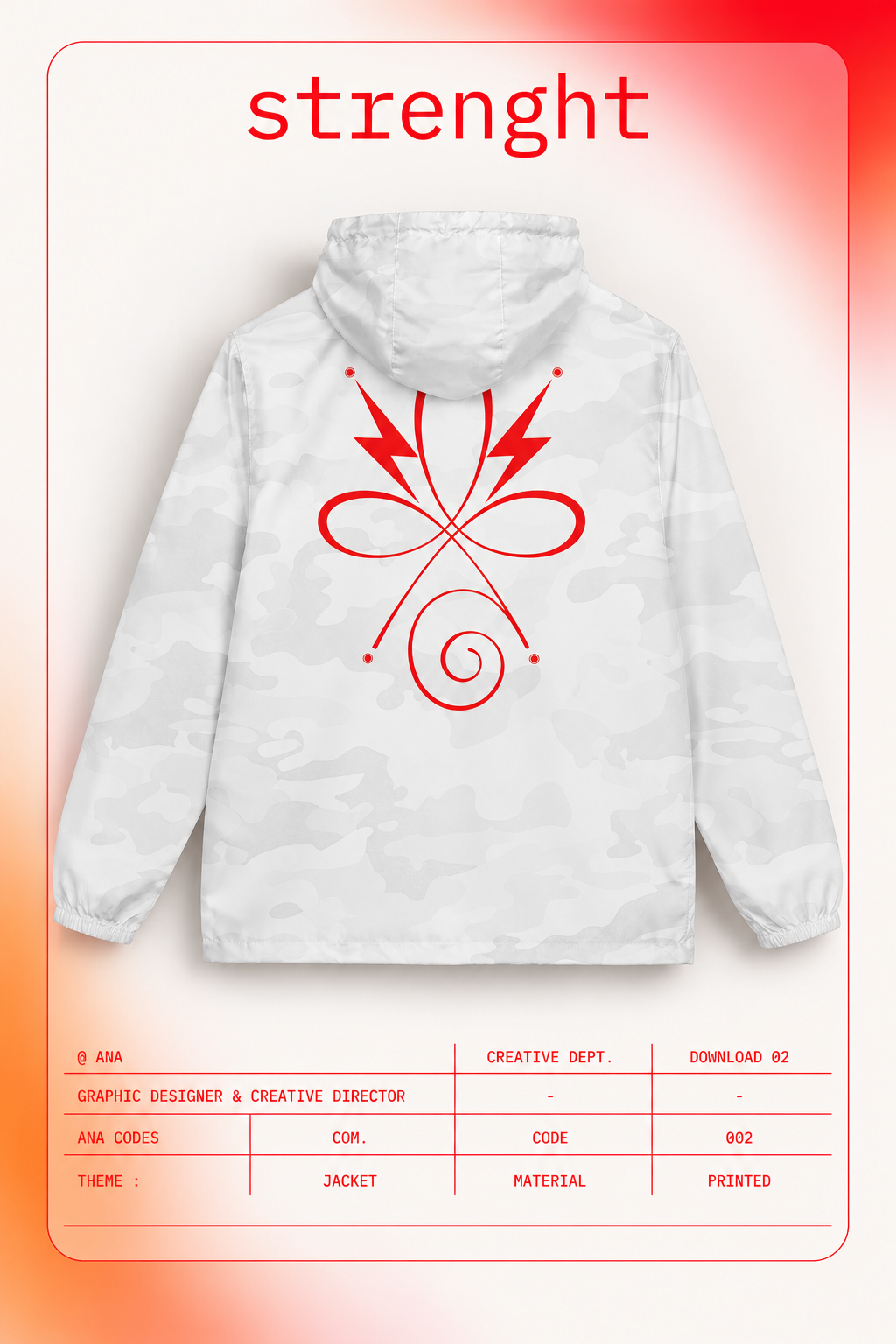 Red Techwear windbreaker | CODE 002 STRENGHT