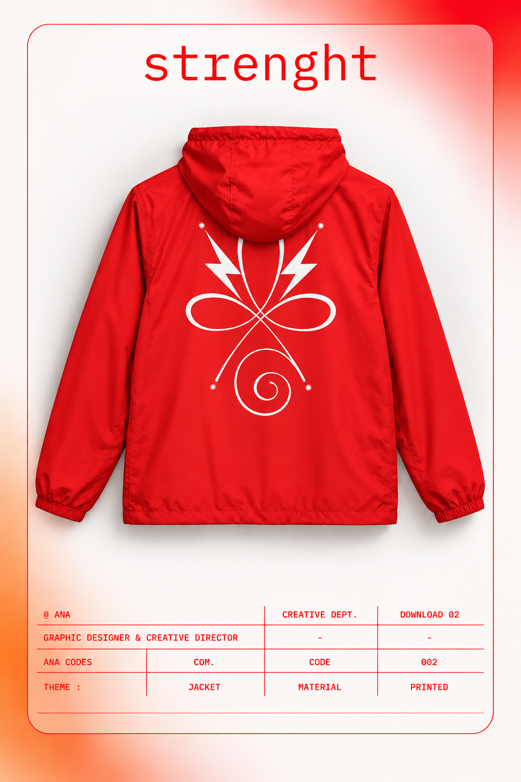 Red Techwear windbreaker | CODE 002 STRENGHT