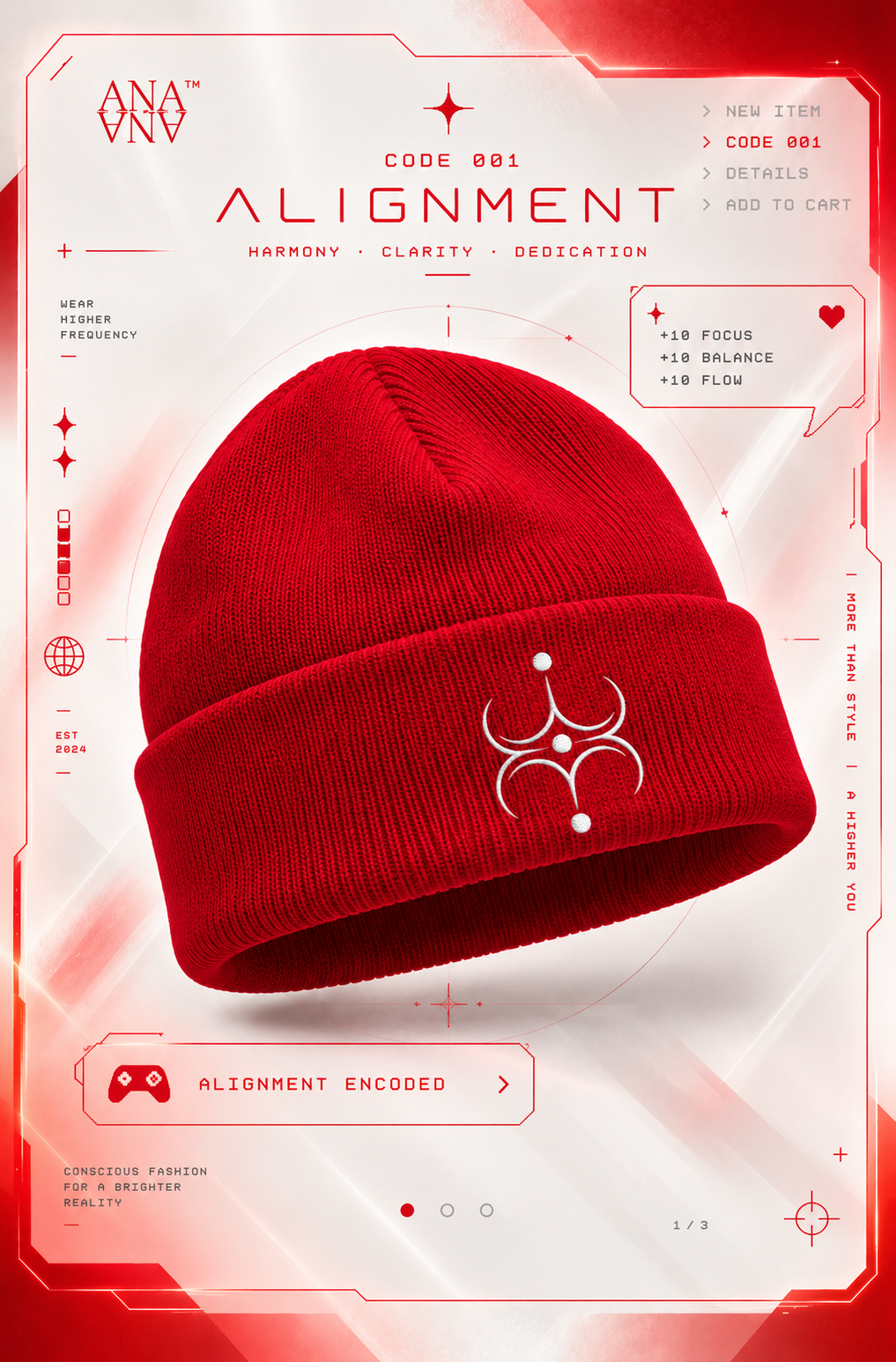 Red Gamer Beanie | Cyber Beanie | Cyberwear Hat | Techwear Winter Outfit | Gamer Streetwear | CODE 001